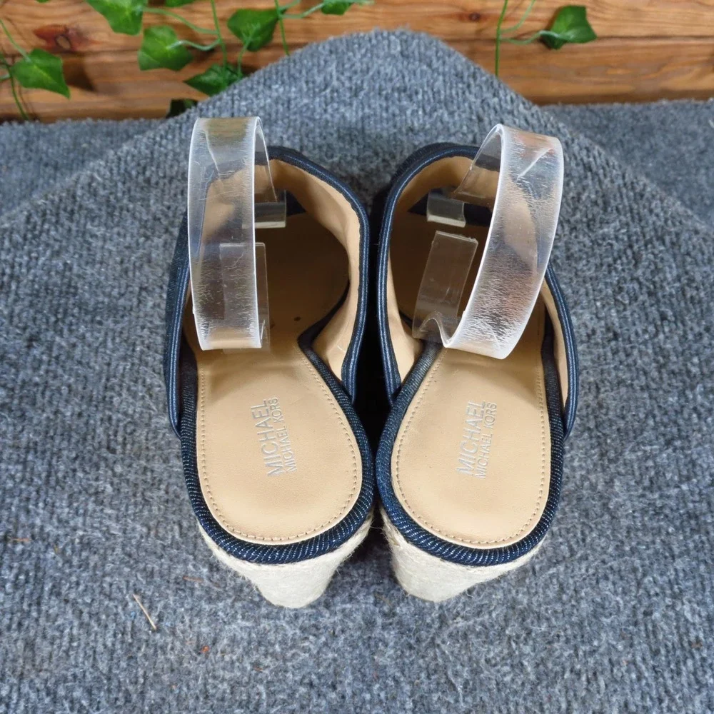 Michael Kors Hastings Mule Womens Wedge Sandals Size 7M Summer Navy Denim Jute